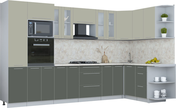 Изображение товара Кухонный гарнитур Интерлиния Мила Пластик 1.68x3.4 PR (латте/шторм/опал светлый)