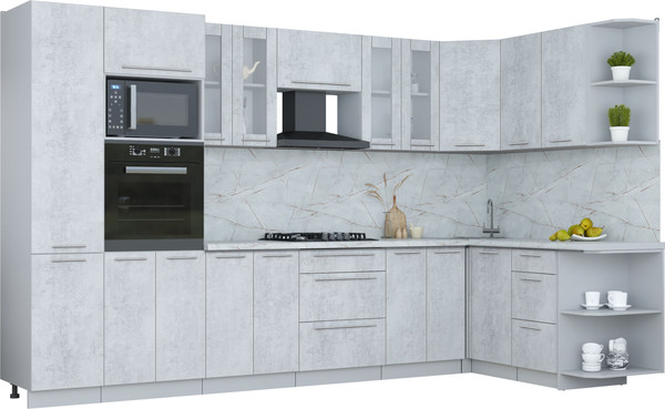 Изображение товара Кухонный гарнитур Интерлиния Мила Пластик 1.68x3.4 PR (оксид светлый/оксид светлый/серый каспий)