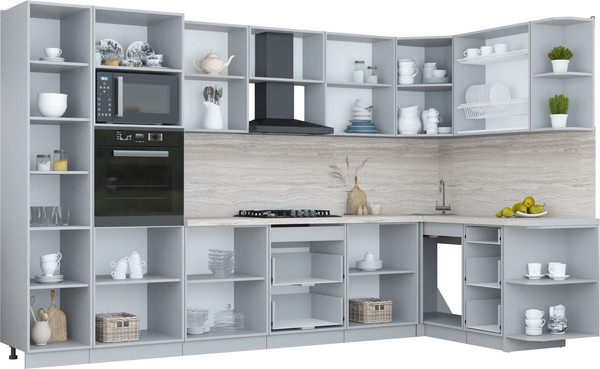 Изображение товара Кухонный гарнитур Интерлиния Мила Пластик 1.68x3.4 PR (оксид светлый/шторм/травертин серый)