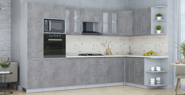 Изображение товара Кухонный гарнитур Интерлиния Мила Пластик 1.68x3.4 PR (оксид темный/оксид темный/бискайская сосна)