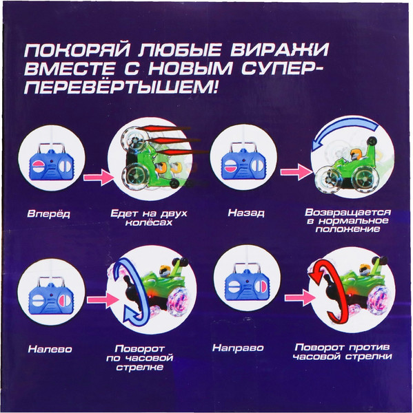 Изображение товара Радиоуправляемая игрушка Автоград Перевертыш Трюк / 7706965 (синий, с батарейками)