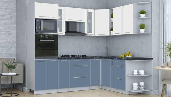 Изображение товара Кухонный гарнитур Интерлиния Мила Пластик 1.88x2.4 PR (зефирный/арктический/кастилло темный)