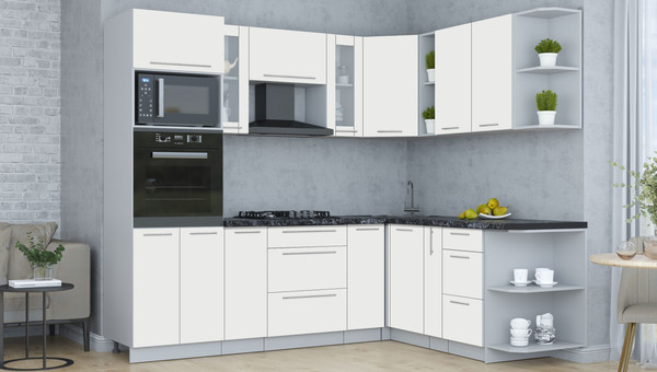 Изображение товара Кухонный гарнитур Интерлиния Мила Пластик 1.88x2.4 PR (зефирный/зефирный/кастилло темный)