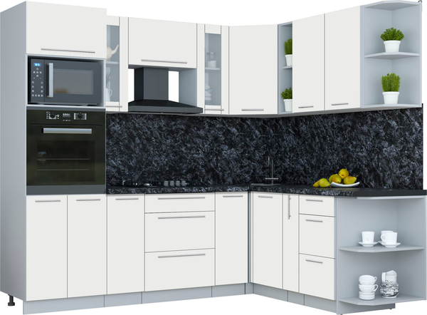 Изображение товара Кухонный гарнитур Интерлиния Мила Пластик 1.88x2.4 PR (зефирный/зефирный/кастилло темный)