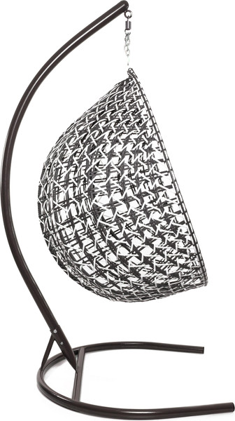 Изображение товара Кресло подвесное M-Group Капля Люкс / 11034108 (черный/белый ротанг/розовая подушка)