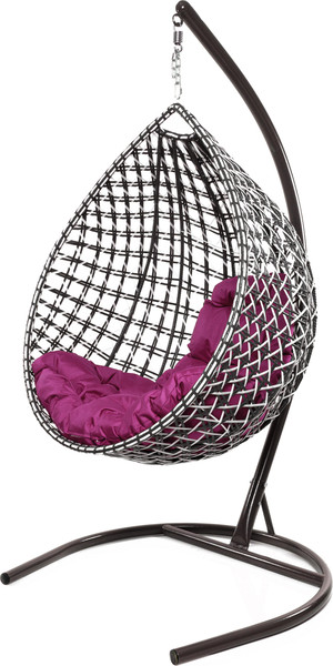 Изображение товара Кресло подвесное M-Group Капля Люкс / 11034108 (черный/белый ротанг/розовая подушка)
