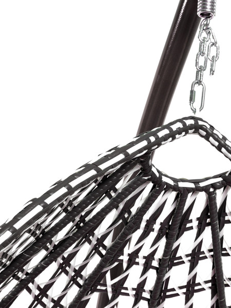 Изображение товара Кресло подвесное M-Group Капля Люкс / 11034108 (черный/белый ротанг/розовая подушка)