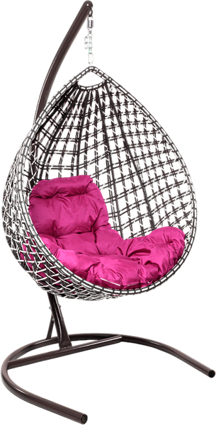 Изображение товара Кресло подвесное M-Group Капля Люкс / 11034108 (черный/белый ротанг/розовая подушка)