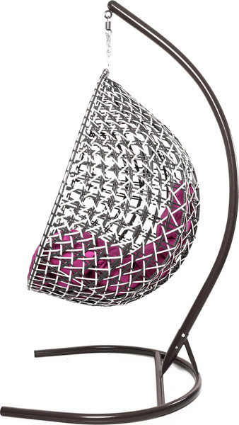 Изображение товара Кресло подвесное M-Group Капля Люкс / 11034108 (черный/белый ротанг/розовая подушка)