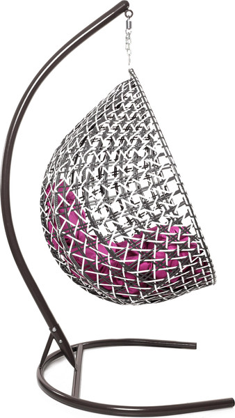 Изображение товара Кресло подвесное M-Group Капля Люкс / 11034108 (черный/белый ротанг/розовая подушка)