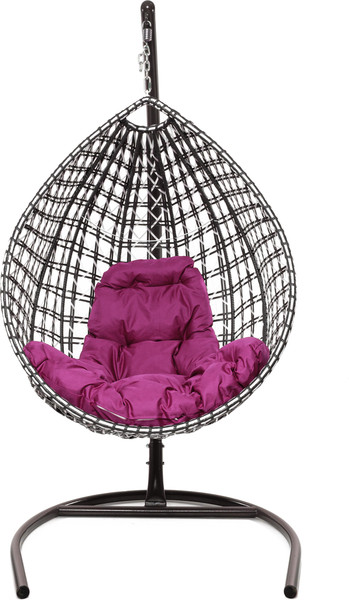 Изображение товара Кресло подвесное M-Group Капля Люкс / 11034108 (черный/белый ротанг/розовая подушка)