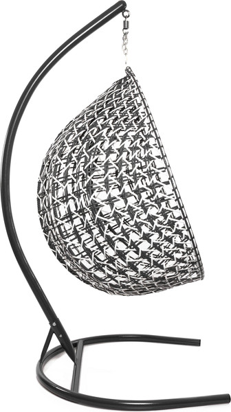 Изображение товара Кресло подвесное M-Group Капля Люкс / 11034109 (черный/белый ротанг/серая подушка)