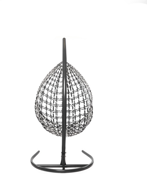 Изображение товара Кресло подвесное M-Group Капля Люкс / 11034109 (черный/белый ротанг/серая подушка)