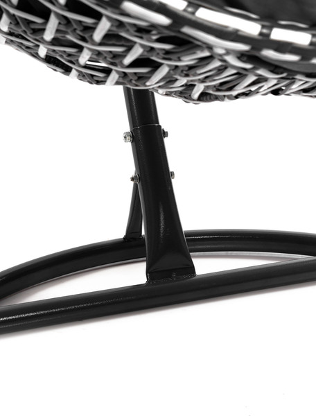 Изображение товара Кресло подвесное M-Group Капля Люкс / 11034109 (черный/белый ротанг/серая подушка)