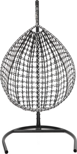 Изображение товара Кресло подвесное M-Group Капля Люкс / 11034109 (черный/белый ротанг/серая подушка)