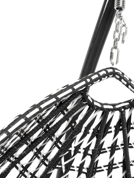 Изображение товара Кресло подвесное M-Group Капля Люкс / 11034109 (черный/белый ротанг/серая подушка)