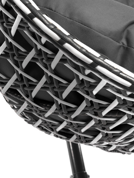 Изображение товара Кресло подвесное M-Group Капля Люкс / 11034109 (черный/белый ротанг/серая подушка)