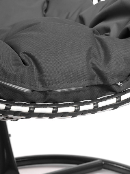 Изображение товара Кресло подвесное M-Group Капля Люкс / 11034109 (черный/белый ротанг/серая подушка)