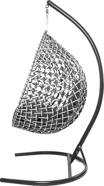 Изображение товара Кресло подвесное M-Group Капля Люкс / 11034109 (черный/белый ротанг/серая подушка)