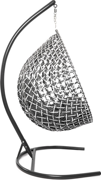 Изображение товара Кресло подвесное M-Group Капля Люкс / 11034109 (черный/белый ротанг/серая подушка)