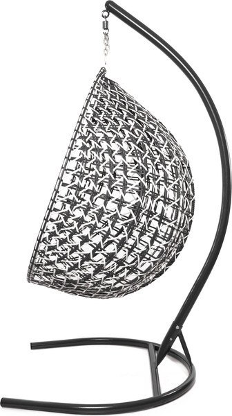 Изображение товара Кресло подвесное M-Group Капля Люкс / 11034109 (черный/белый ротанг/серая подушка)