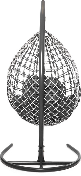 Изображение товара Кресло подвесное M-Group Капля Люкс / 11034109 (черный/белый ротанг/серая подушка)