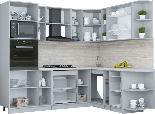 Изображение товара Кухонный гарнитур Интерлиния Мила Пластик 1.88x2.4 PR (оксид темный/оксид темный/бискайская сосна)