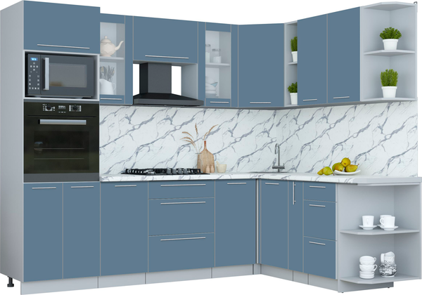 Изображение товара Кухонный гарнитур Интерлиния Мила Пластик 1.88x2.6 PR (арктический/арктический/белый гранит)