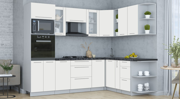 Изображение товара Кухонный гарнитур Интерлиния Мила Пластик 1.88x2.6 PR (зефирный/зефирный/кастилло темный)