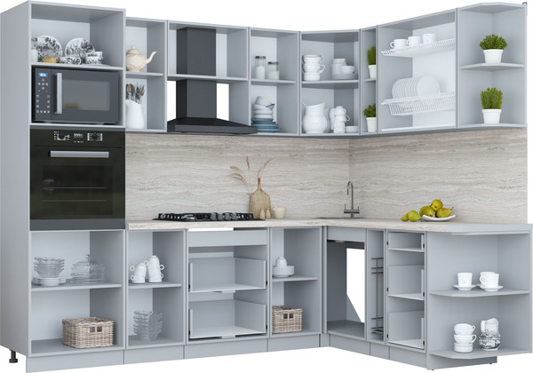 Изображение товара Кухонный гарнитур Интерлиния Мила Пластик 1.88x2.6 PR (зефирный/зефирный/кастилло темный)