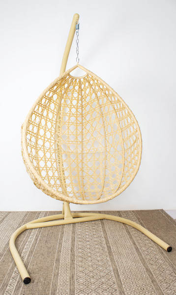 Изображение товара Кресло подвесное M-Group Капля Люкс / 11030501 (бежевый ротанг/бежевая подушка)