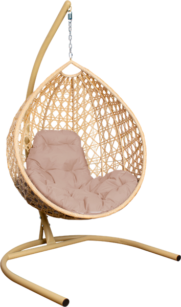 Изображение товара Кресло подвесное M-Group Капля Люкс / 11030501 (бежевый ротанг/бежевая подушка)