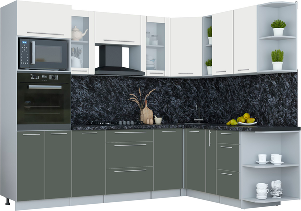 Изображение товара Кухонный гарнитур Интерлиния Мила Пластик 1.88x2.6 PR (зефирный/шторм/кастилло темный)