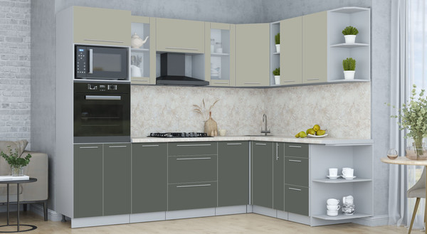 Изображение товара Кухонный гарнитур Интерлиния Мила Пластик 1.88x2.6 PR (латте/шторм/опал светлый)