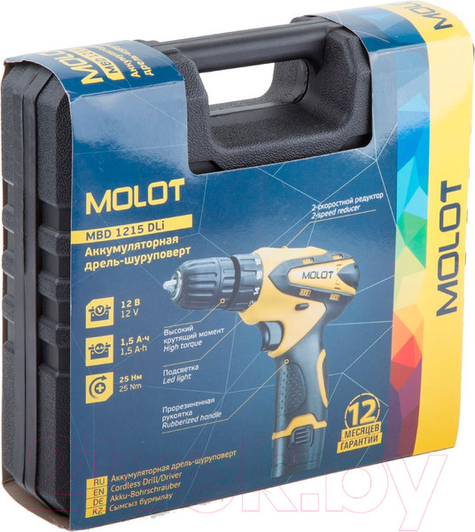 Изображение товара Аккумуляторная дрель-шуруповерт Molot MBD 1215 DLi (MBD1215DLi0013)