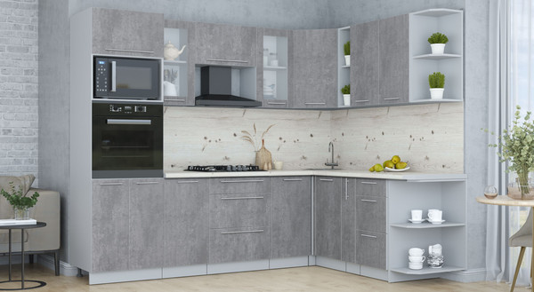 Изображение товара Кухонный гарнитур Интерлиния Мила Пластик 1.88x2.6 PR (оксид темный/оксид темный/бискайская сосна)