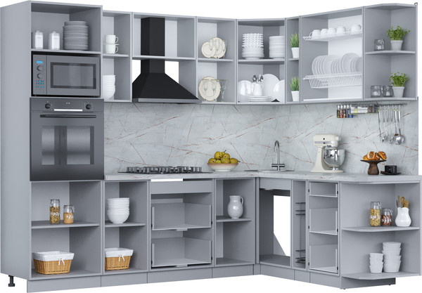 Изображение товара Кухонный гарнитур Интерлиния Мила Пластик 1.88x2.6 PR (дуб эпоксид/черный/кастилло темный)