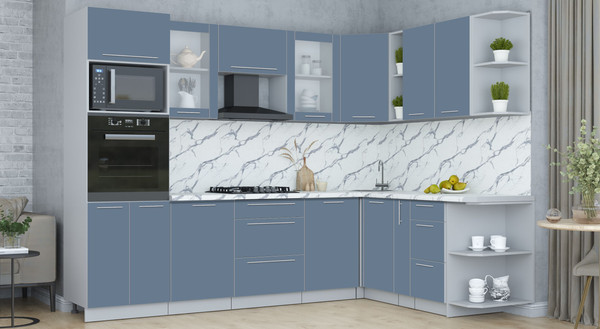 Изображение товара Кухонный гарнитур Интерлиния Мила Пластик 1.88x2.8 PR (арктический/арктический/белый гранит)