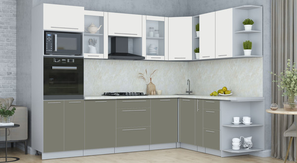 Изображение товара Кухонный гарнитур Интерлиния Мила Пластик 1.88x2.8 PR (зефирный/кварцевый/опал светлый)