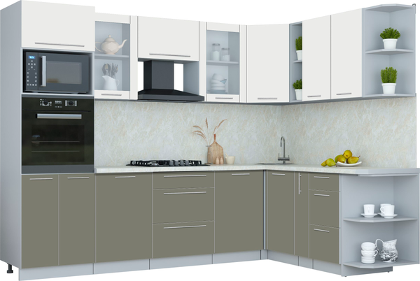 Изображение товара Кухонный гарнитур Интерлиния Мила Пластик 1.88x2.8 PR (зефирный/кварцевый/опал светлый)