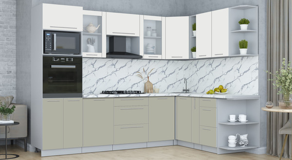 Изображение товара Кухонный гарнитур Интерлиния Мила Пластик 1.88x2.8 PR (зефирный/латте/белый гранит)