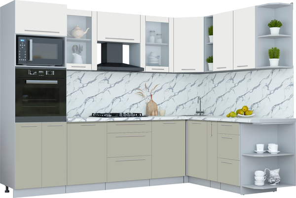 Изображение товара Кухонный гарнитур Интерлиния Мила Пластик 1.88x2.8 PR (зефирный/латте/белый гранит)