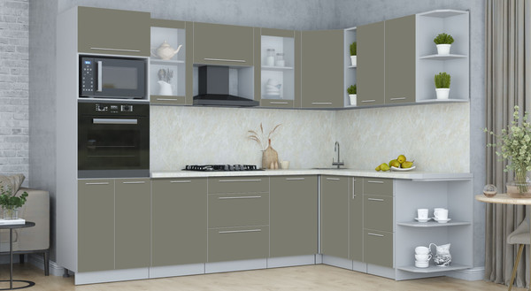 Изображение товара Кухонный гарнитур Интерлиния Мила Пластик 1.88x2.8 PR (кварцевый/кварцевый/опал светлый)