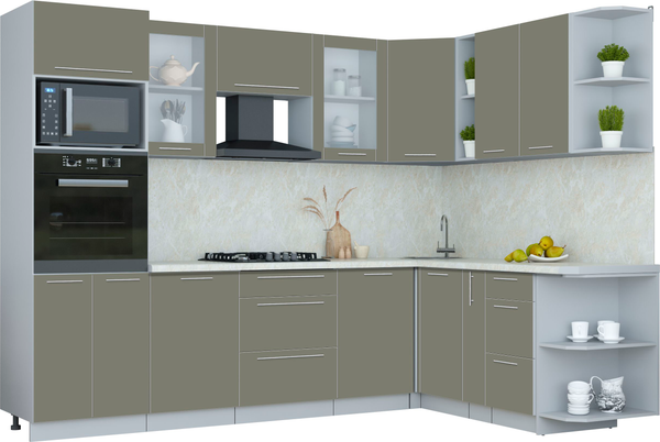 Изображение товара Кухонный гарнитур Интерлиния Мила Пластик 1.88x2.8 PR (кварцевый/кварцевый/опал светлый)