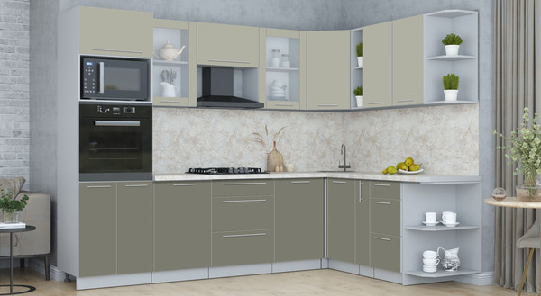 Изображение товара Кухонный гарнитур Интерлиния Мила Пластик 1.88x2.8 PR (латте/кварцевый/опал светлый)