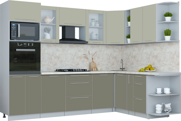 Изображение товара Кухонный гарнитур Интерлиния Мила Пластик 1.88x2.8 PR (латте/кварцевый/опал светлый)