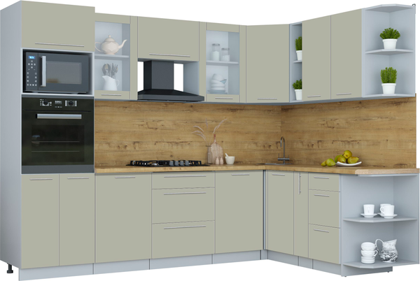 Изображение товара Кухонный гарнитур Интерлиния Мила Пластик 1.88x2.8 PR (латте/латте/дуб бунратти)