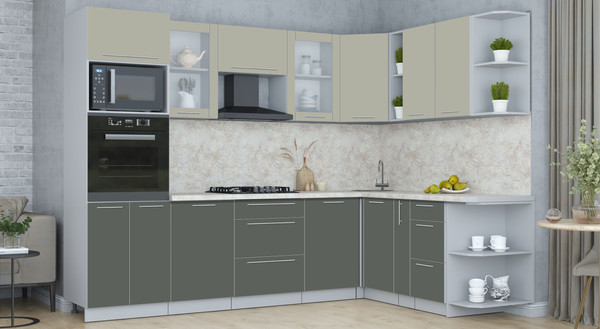 Изображение товара Кухонный гарнитур Интерлиния Мила Пластик 1.88x2.8 PR (латте/шторм/опал светлый)