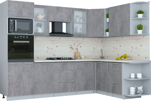 Изображение товара Кухонный гарнитур Интерлиния Мила Пластик 1.88x2.8 PR (оксид темный/оксид темный/бискайская сосна)