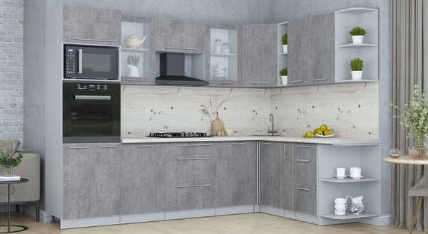 Изображение товара Кухонный гарнитур Интерлиния Мила Пластик 1.88x2.8 PR (оксид темный/оксид темный/бискайская сосна)